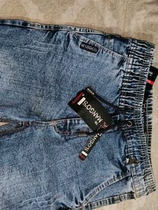 Stylish Blue Denim Joggers Size - 30