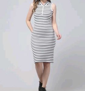 Sleeveless Polo Neck Bodycon Dress