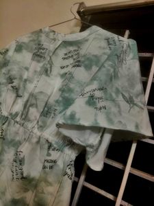 Tie-Dye Graphic Print Cinched Top
