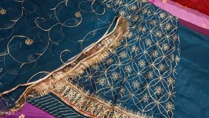 Teal &amp; Gold Dress Material