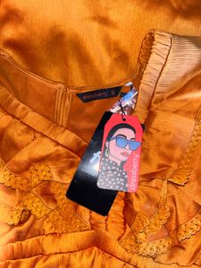 Rust Orange Ruffle Mini Dress
