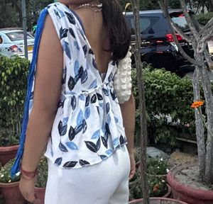 Leaf Print Peplum Top