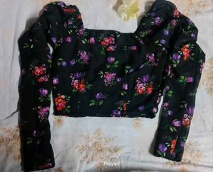 Casual Printed Black Full Sleeves Top 🖤💐