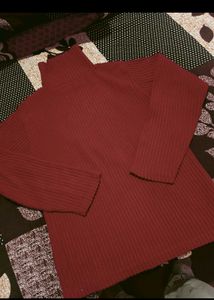 Rust Ribbed Turtleneck Sweater