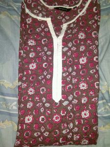 Retro Brown & Pink Floral Print Top