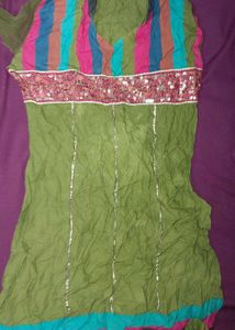 Colorful Striped Kurti with Embellishments