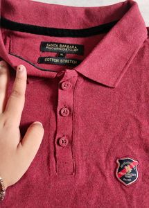 Polo Neck T Shirt Maroon