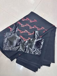 Sexy Black Sequins Saree With Readymade Blause