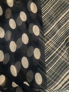 Black and Cream Polka Dot &amp; Stripe Fabric