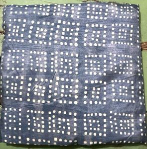 Blue Printed Saree with Blouse Piece