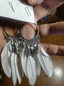 White Feather Earrings