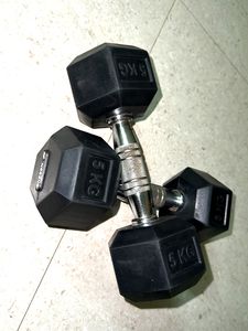 Rubber Coated Professional Exercise Hex Dumbbells (Pack of 2) (5 Kg x 2pc (Total = 10 kg), Hex Dumbell)