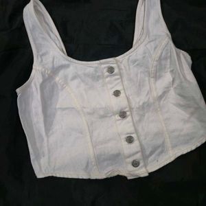 White Button Crop Top corset