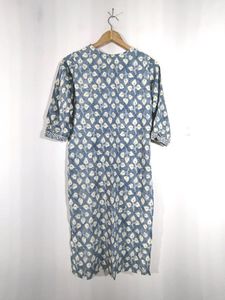 Blue And Cream Printed Kurta Set (Women&#39;s)
