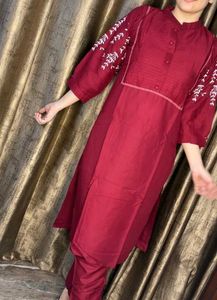 Free Shipping -Cherry Embroidered Kurta With Pants