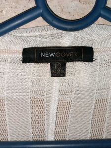See-through Fashion Shrug Top Full-sleeve White