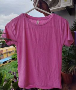 Pink Ribbed T-Shirt