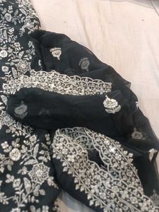 Elegant Black Embroidered Dress Material