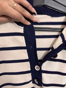 Striped Polo Knit Top