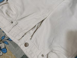 White Wide Leg Jeans With Cut