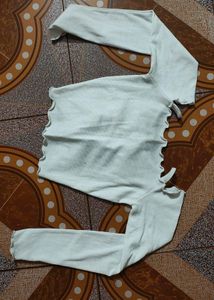 Brand New White Crop Top Stylish Shoulder Design