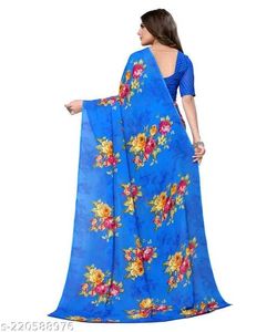 Green Floral Print Saree