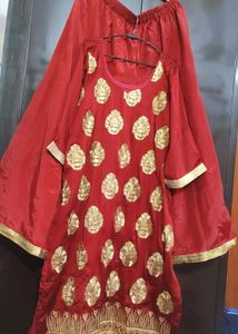 Rust Party Wear Plazo Suit With Dupatta 44 Bust
