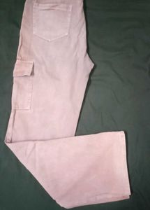 Pink Cargo Flare Jeans