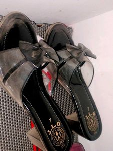 JLO Black Bow Slides