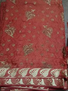 Brown Floral Print Saree
