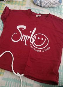 Smile Graphic Tee - Maroon
