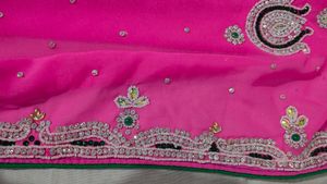 Pink Embellished Saree