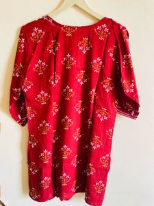 Red Embroidered Kurta