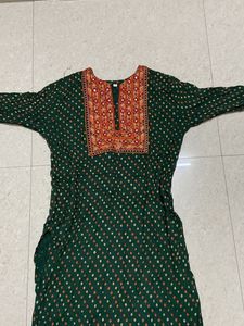 Green Embroidered Kurta