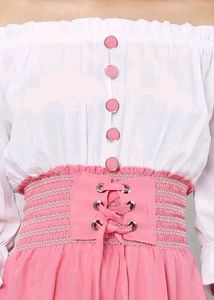 Pink &amp; White Fit and Flare Dress (BK)