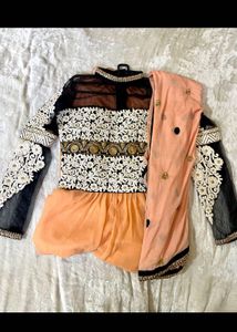 Designer Peach Dress Set With Embroidery Work