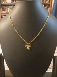Gold Bow Knot Pendant Necklace