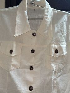 Sleeveless Button-Down Pure linen Top