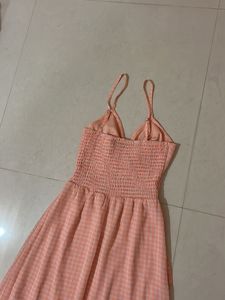 Peach Gingham Maxi Dress