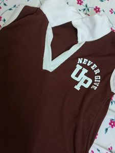 Brown Sleeveless 'Never Give Up' Top