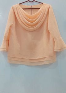 Elegant Peach Cowl Neck Top