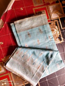 Light Blue Woven Fabric with Paisley Detail