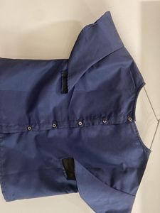 Elegant Navy Blue Pearl Embellished Top with Ruffl
