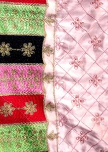 Embroidered Quilted Fabric Piece