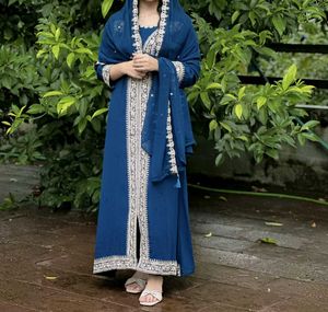 Semi PartyWear Aline Gown, Pant Duppata Set