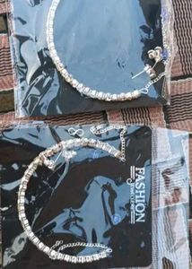 2 Silver Diamond Choker Necklace