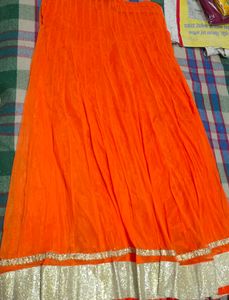 Orange Colour Shirt With Skirt Modern Suit