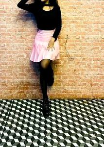 Pink Pleated Mini Skirt