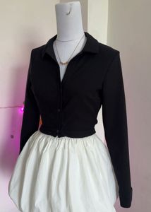 Black Cropped Button-Down