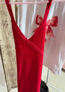 Zara Red V Neck Maxi Dress Authentic